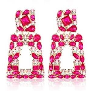 Magenta Jeweled Drop Earrings